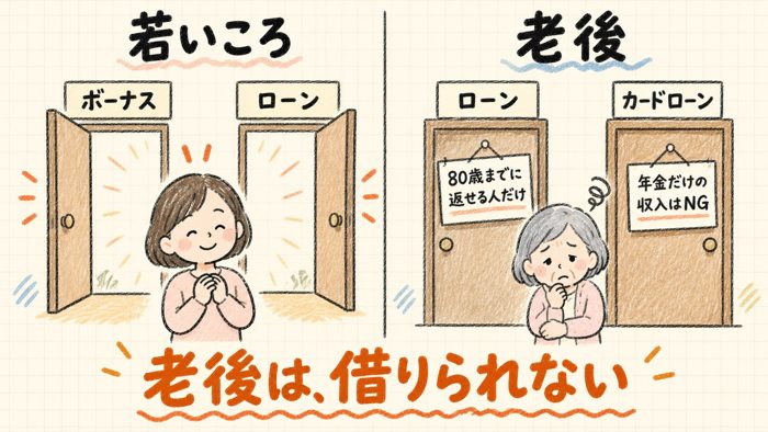 老後はお金を借りられないことの図